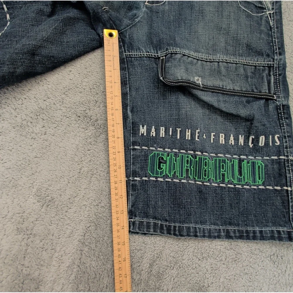 Vintage Marithe Francois Girbaud Denim Shorts Mens 33 Baggy Y2K Green Spellout